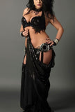 Belly dance suit made of chiffon and leather