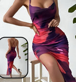 Dress made of Lycra butter, open on one side and open back