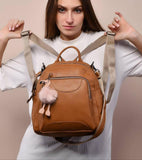 Leather backpack - 2 zippers