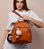 Leather backpack - 2 zippers
