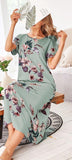 Long floral abaya - with half sleeves