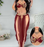 Two-piece belly dance suit - made of chiffon with beaded embroidery