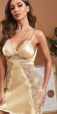 Satin lingerie with lace on the sides and around the chest - open back