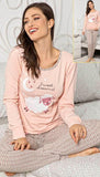 Two-piece cotton lycra pajama with a lamb print on the T-shirt