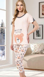 Two-piece cotton lycra pajama with stars and bears print