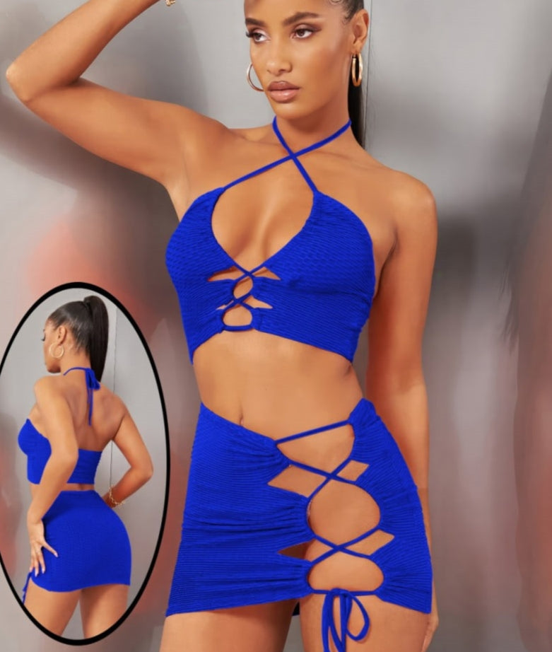 Two-piece lingerie made of Lycra with a lace on one side - open back – Jabal  Ali