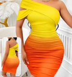 Dress made of Lycra with one shoulder strap