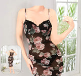 Long lingerie made of floral chiffon
