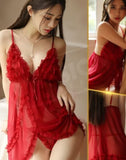 Two-piece lingerie made of chiffon with ruffles at the chest and front