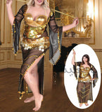 Belly dance abaya made of chiffon with embroidery of shiny metal rings