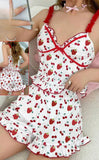 Two-piece pajamas made of cotton with ruffles around the edges