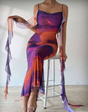 Long dress made of lycra chiffon