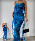 Long dress made of lycra chiffon