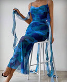 Long dress made of lycra chiffon