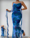 Long dress made of lycra chiffon