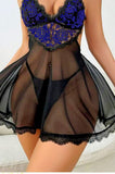 Two-piece lingerie made of tulle and lace on the upper part