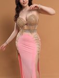 Belly dance suit made of Lycra with shiny beaded embroidery