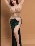 Belly dance suit made of Lycra with shiny beaded embroidery