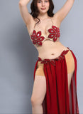 Belly dance suit made of chiffon with shiny beaded embroidery