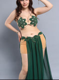 Belly dance suit made of chiffon with shiny beaded embroidery