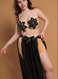 Belly dance suit made of chiffon with shiny beaded embroidery