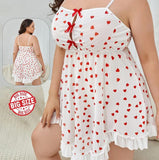 Lingerie made of chiffon with hearts printed and ruffles at the tail