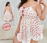 Lingerie made of chiffon with hearts printed and ruffles at the tail