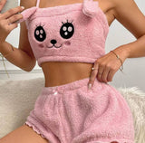 Two-piece pajamas made of fur