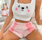 Two-piece pajamas made of fur