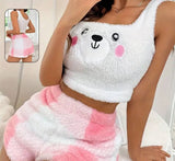 Two-piece pajamas made of fur