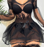 Lingerie made of lace, Lycra net and tulle