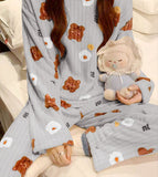 Two-piece pajamas made of ribbed fur