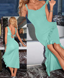 Dress made of Lycra with ruffles at the tail
