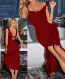 Dress made of Lycra with ruffles at the tail