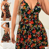 Open back floral cotton dress