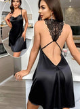 Open back lingerie made of satin and lace