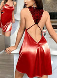 Open back lingerie made of satin and lace