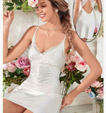 Lingerie made of satin and lace with an open back