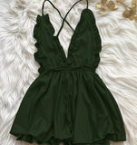 Jumpsuit made of satin with ruffles around the chest