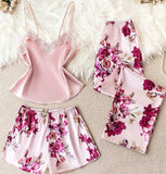 3-piece pajamas made of satin