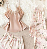 3-piece pajamas made of satin