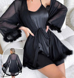 Two-piece lingerie made of satin and chiffon