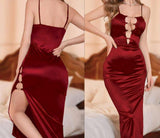 House dress made of satin, open on one side