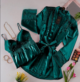 Two-piece lingerie made of satin and jobert