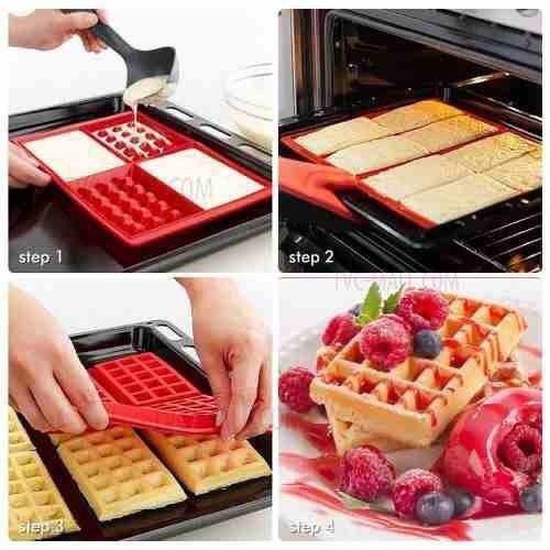 Mold making waffle in the oven
