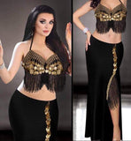 Belly dance suit made of lycra with shiny rings