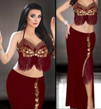 Belly dance suit made of lycra with shiny rings