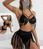 Two-piece leather lingerie - with leather threads